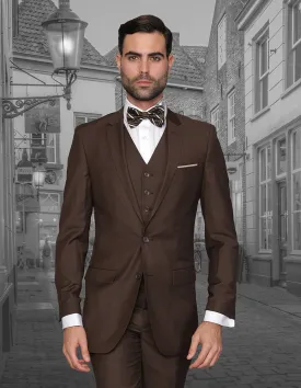 LANCETON BROWN SLIM FIT 3 PC SUIT