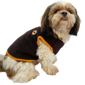 Pawgypets Cute Fleece Vest for Dogs and Cats (Chocolate Brown/Mustard)