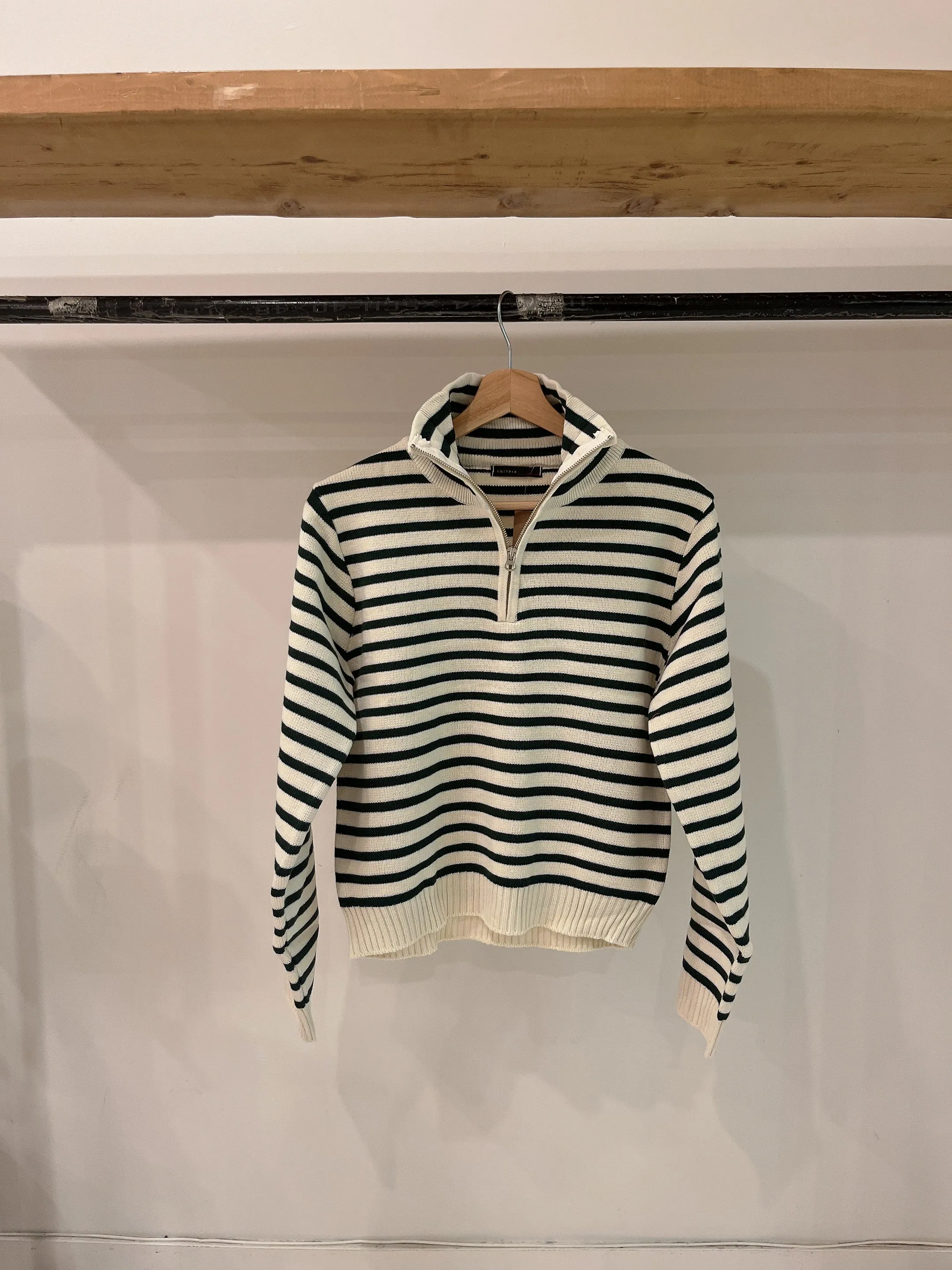 PETAN Stripe half-zip sweater