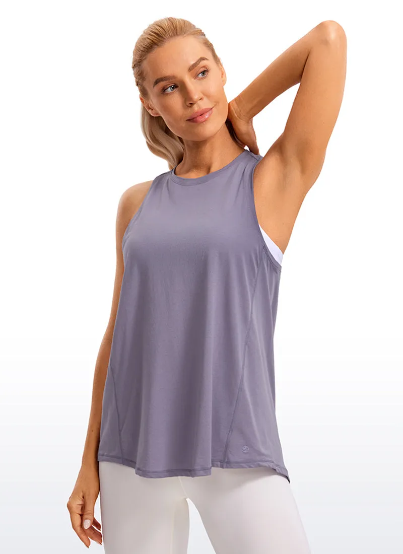 Pima Cotton High Neck Tank Split Open Back