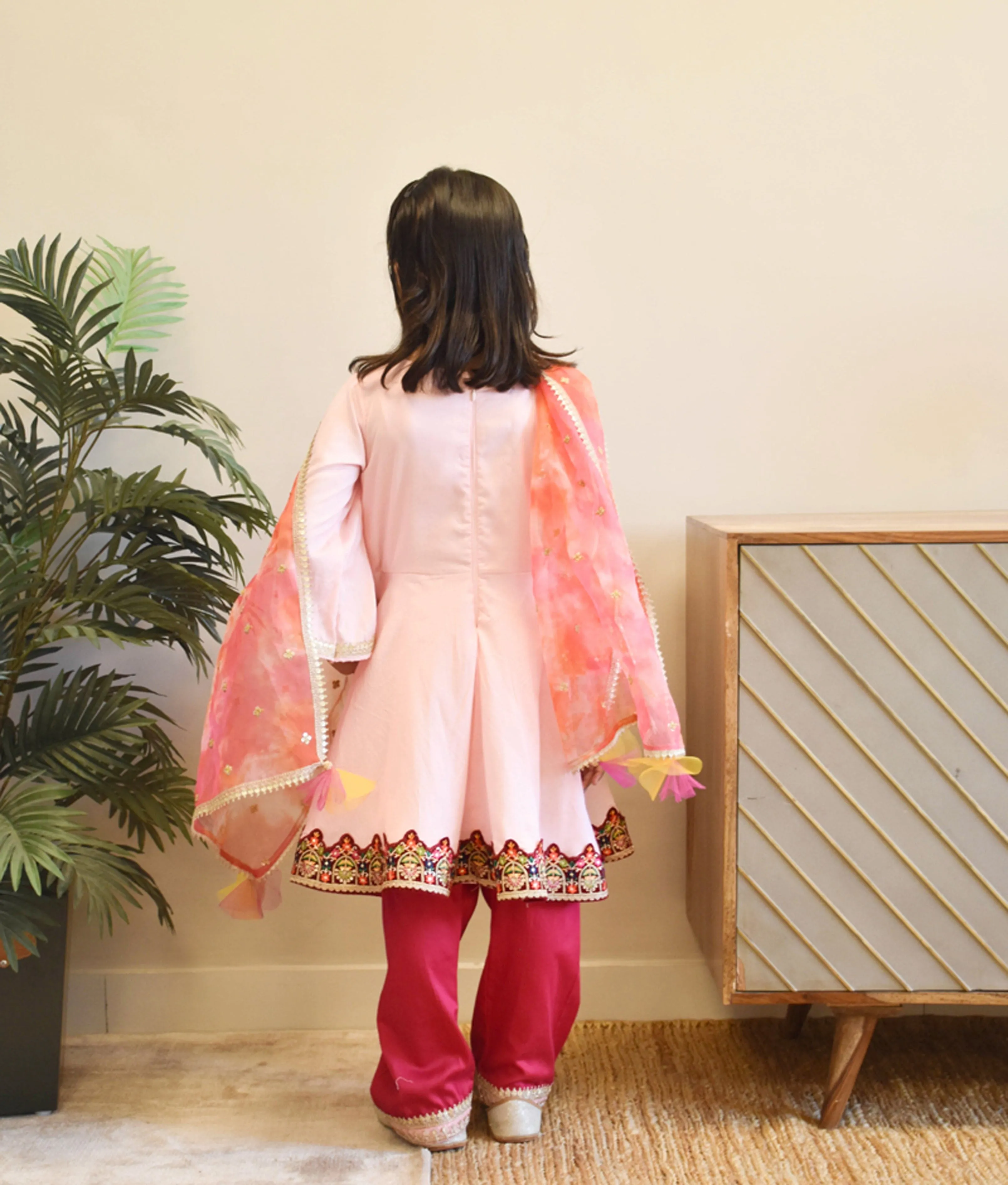 Pre-Order - Baby Pink Kurti with Pink Salwar for Girls