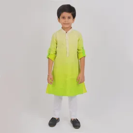 Pre-Order : LEMON GREEN KURTA WITH WHITE PANTS   for Boys