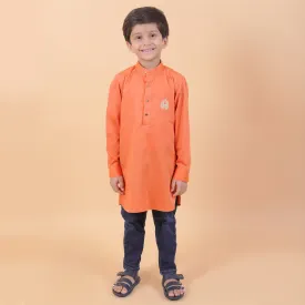 Pre-Order : ORANGE KURTA WITH WHITE PANTS for Boys