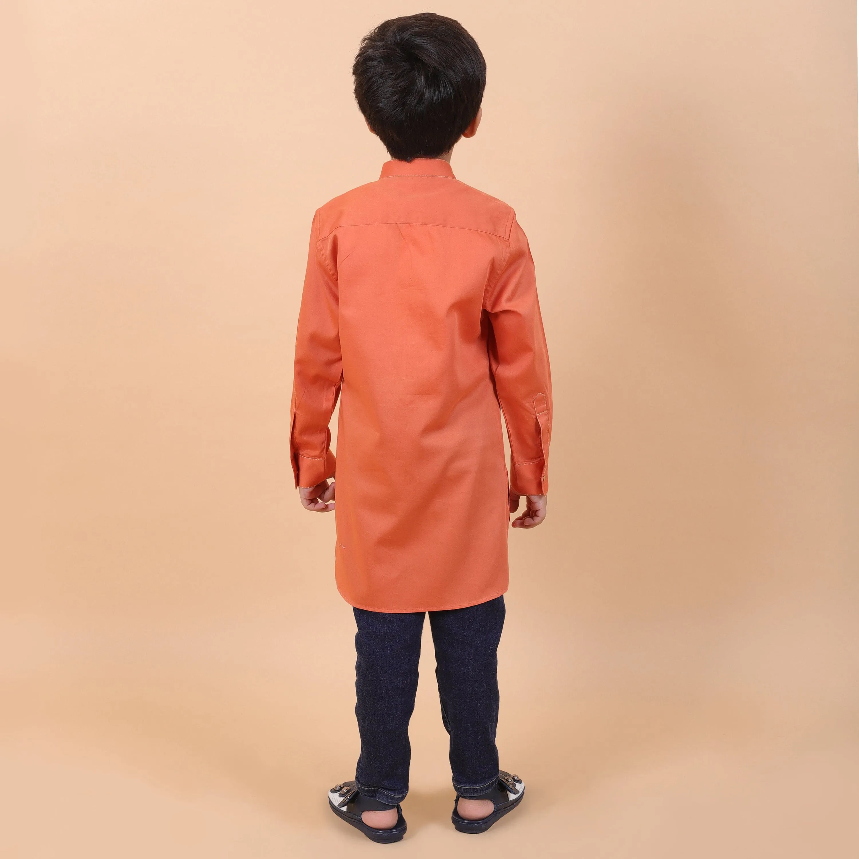 Pre-Order : ORANGE KURTA WITH WHITE PANTS for Boys