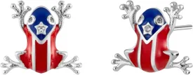 Puerto Rico Flag Coqui Frog Stud Earrings