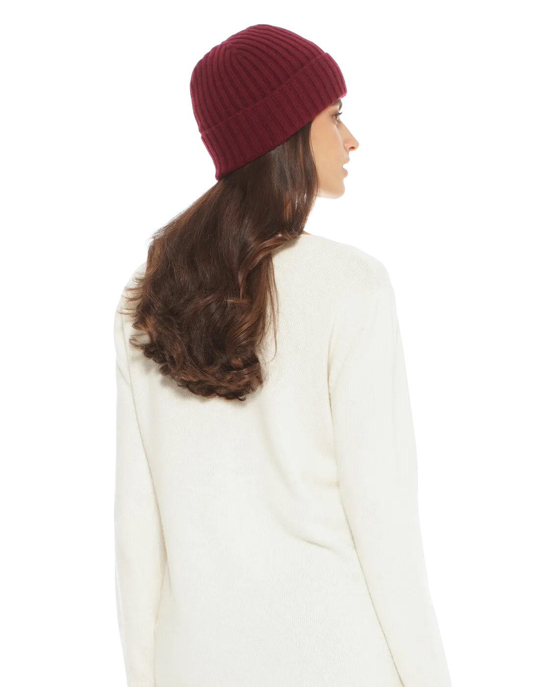 Pure Cashmere Ribbed Hat Bordeaux