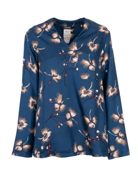 'S Max Mara Allover Floral Printed V-Neck Blouse