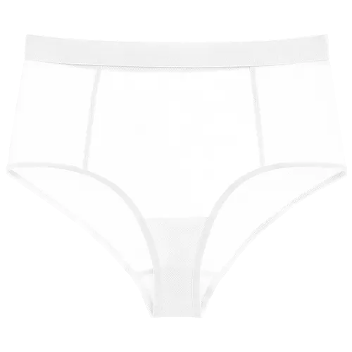 Sieve High-Waist Brief in White