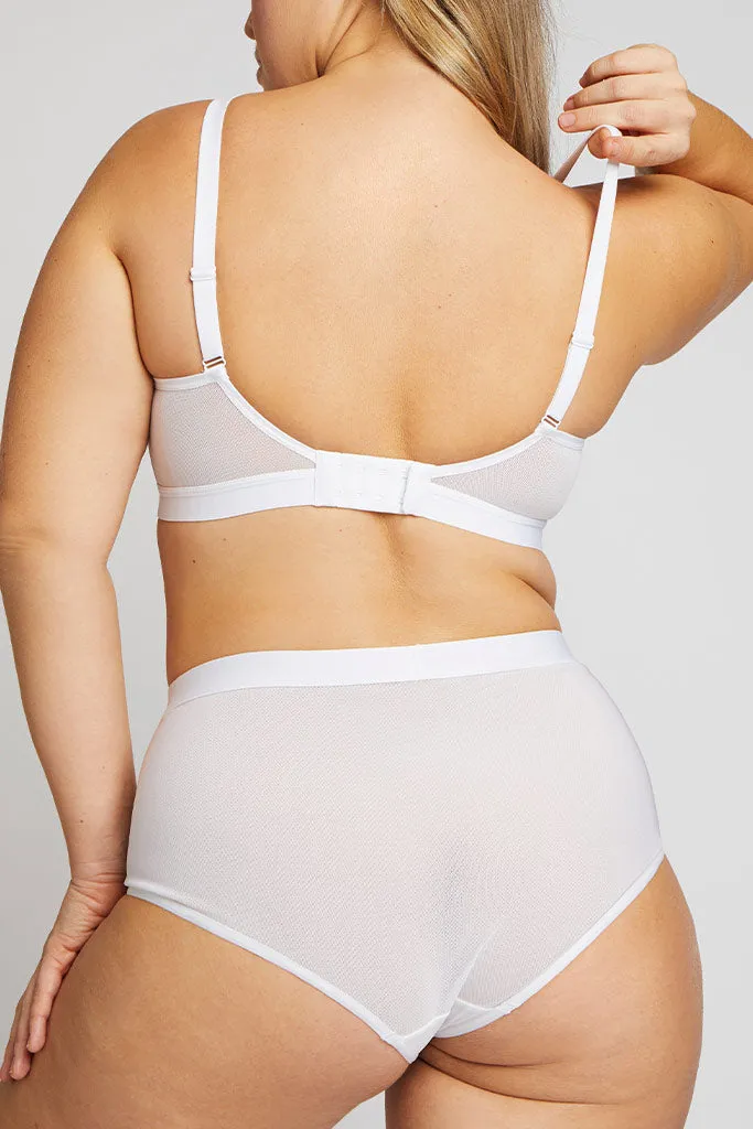 Sieve High-Waist Brief in White