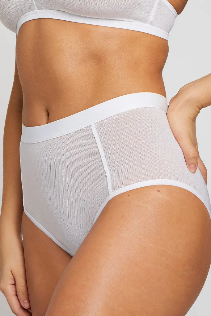 Sieve High-Waist Brief in White