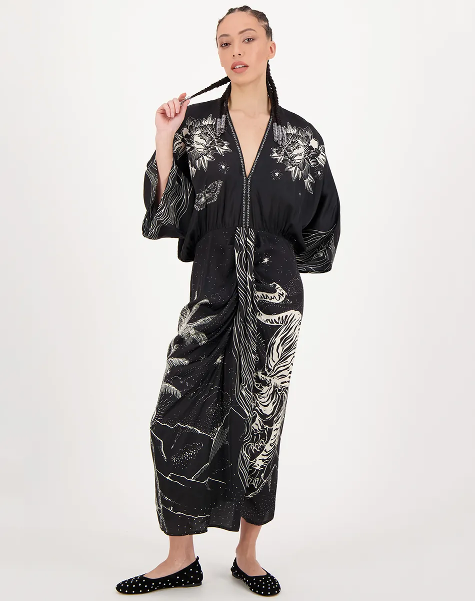 Sophia Kimono Black Magic Dress