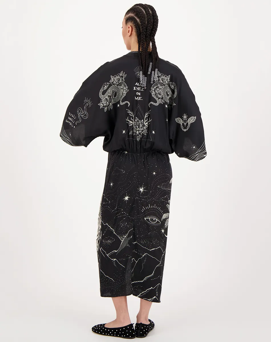 Sophia Kimono Black Magic Dress