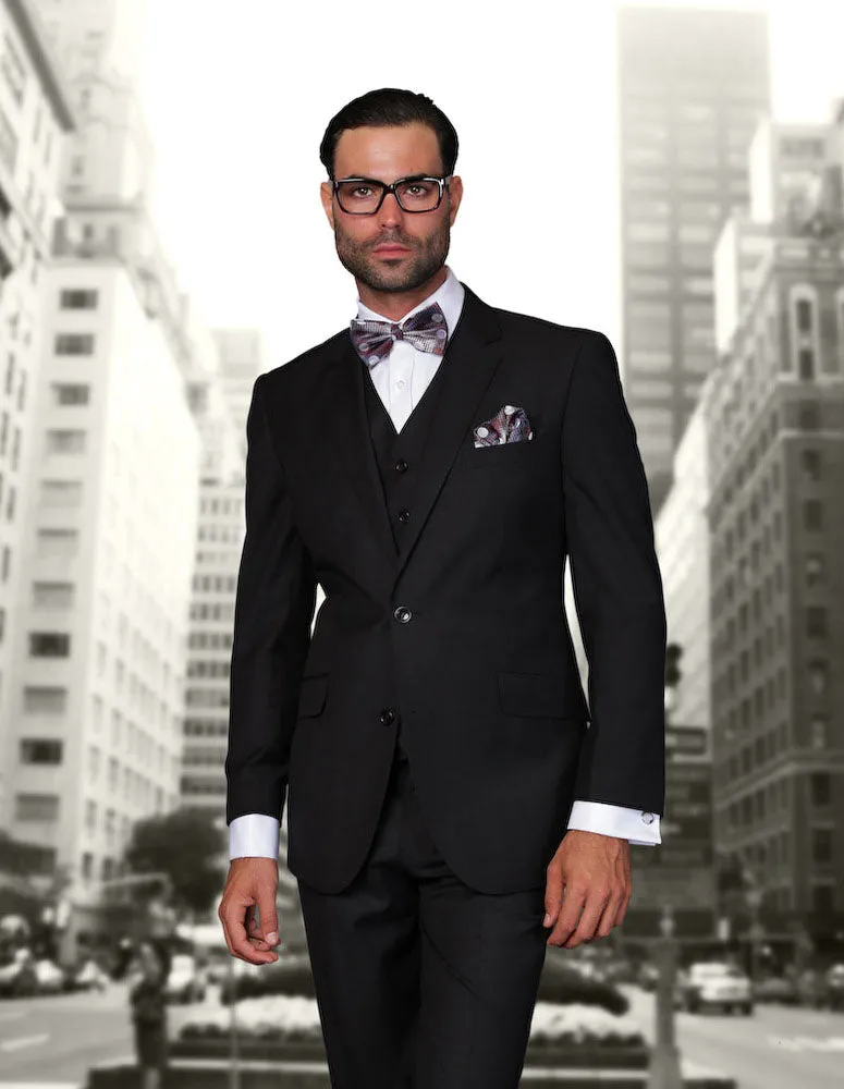 STAVROS 3 PC BLACK MODERN FIT SUIT