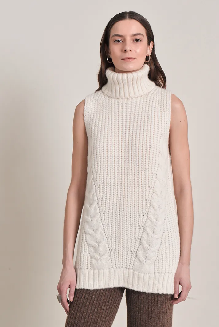 Taylr Tunic Sleeveless Turtleneck | Ivory