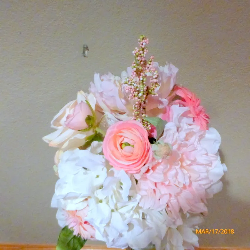 Wedding Centerpiece in Pink and white, Tall Cascading Centerpiece