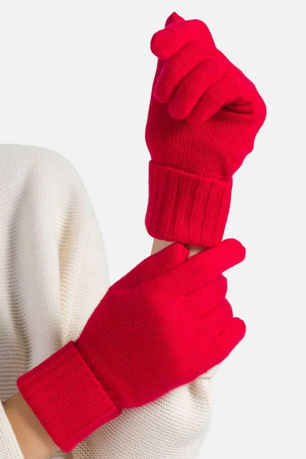 Women's 100% Pure Cashmere Gloves with Ribbed Cuff