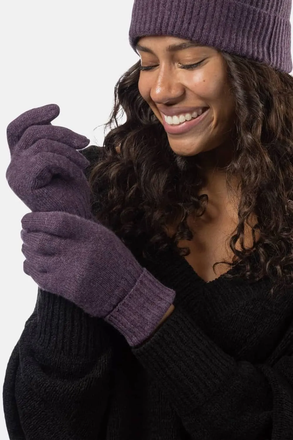 Women's 100% Pure Cashmere Gloves with Ribbed Cuff