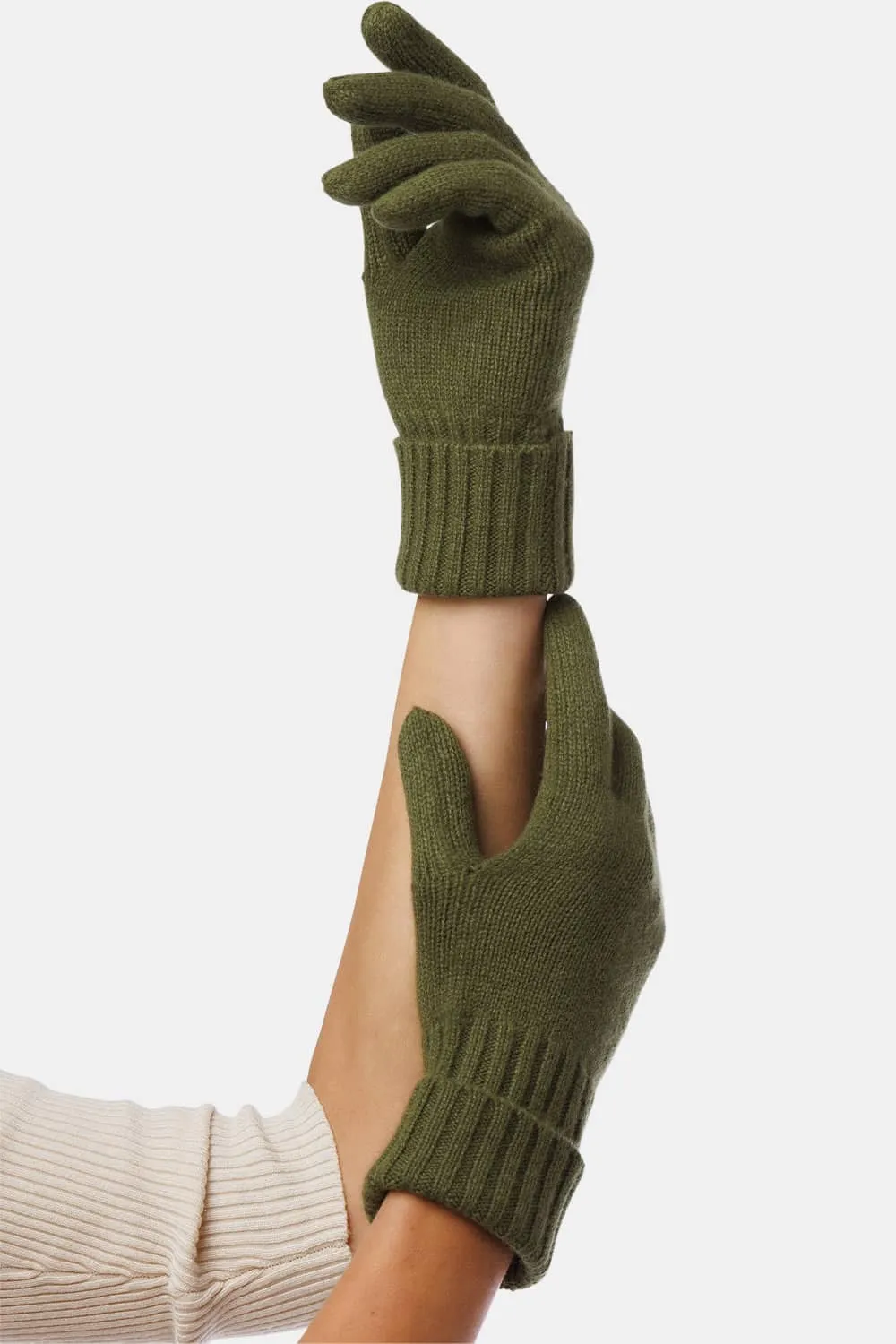 Women's 100% Pure Cashmere Gloves with Ribbed Cuff