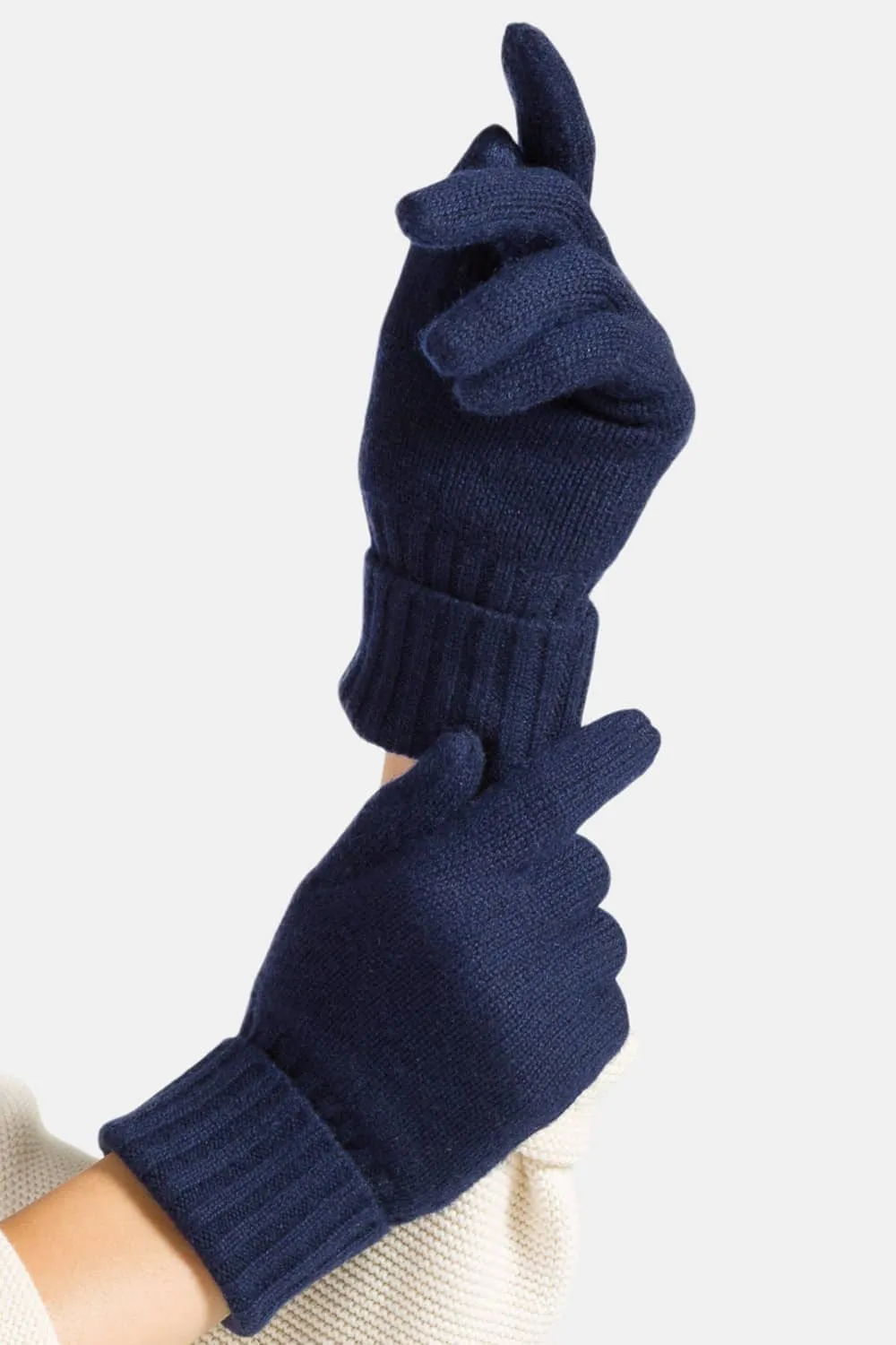 Women's 100% Pure Cashmere Gloves with Ribbed Cuff