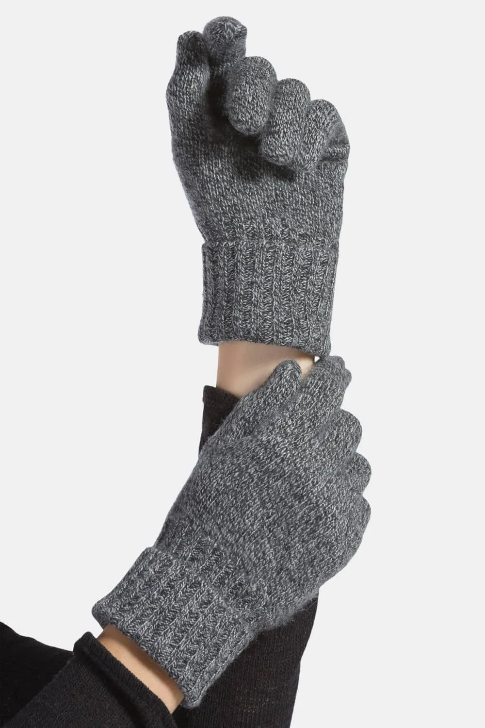 Women's 100% Pure Cashmere Gloves with Ribbed Cuff