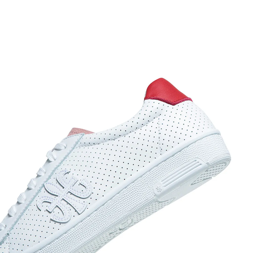 Women's Honor White Pink Red Logo Leather Sneakers 98014-011